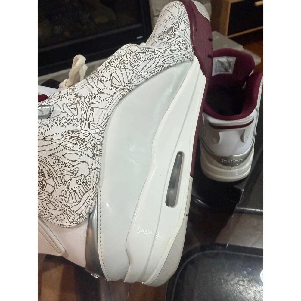 Jordan Dub Zero White Bordeaux Laser Etched Mens Basketball Shoes Size 10.5